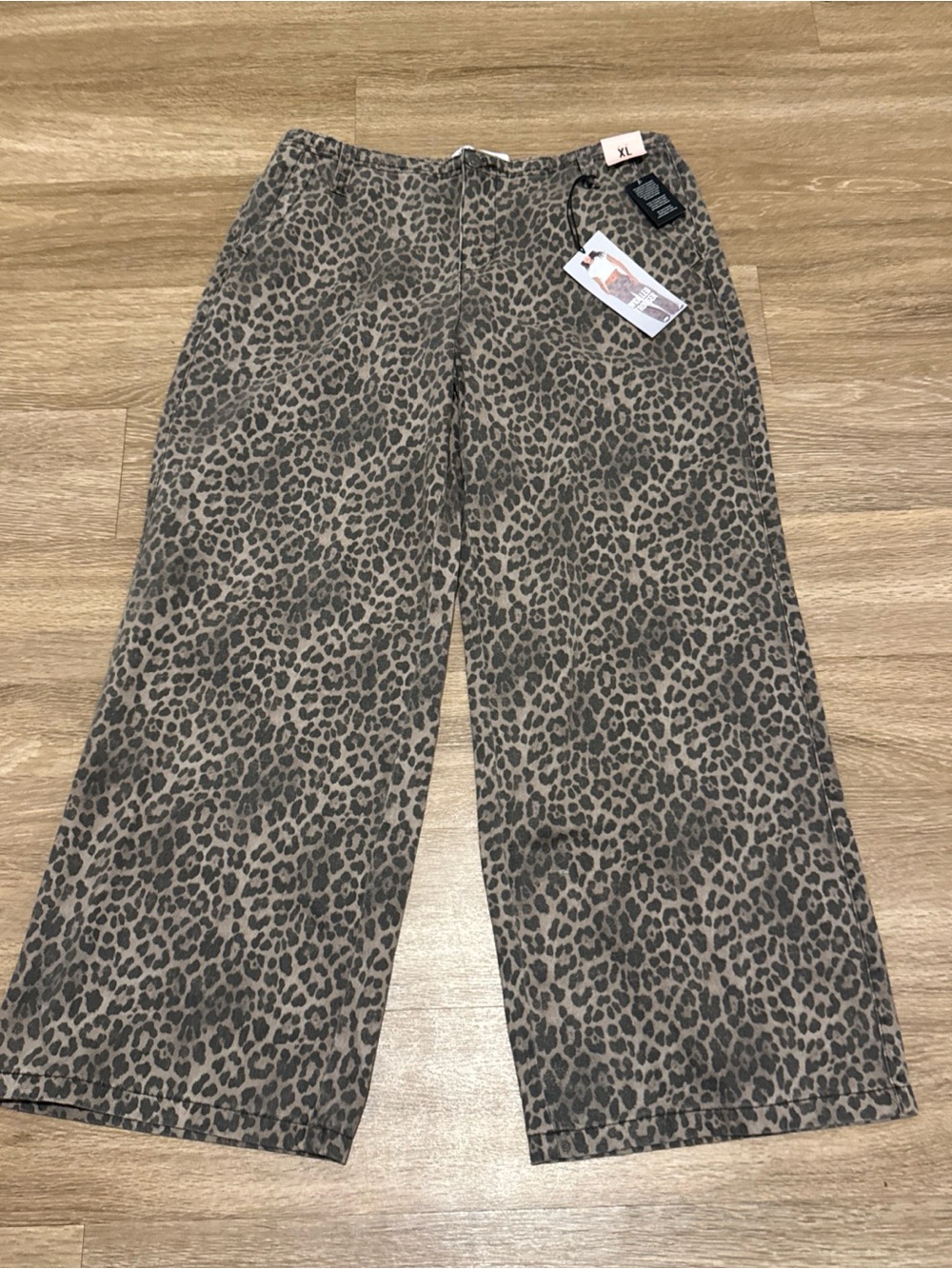Celebrity Pink Girls' Leopard Print Wide-Leg Pants in Brown and Black XL